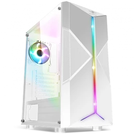 Spirit of Gamer Számítógépház - CLONE 3 White (fekete, ablakos, 2x12cm ventilátor, alsó táp,  ATX, 1xUSB3.0, 2xUSB2.0)