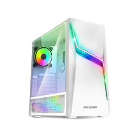 Spirit of Gamer Számítógépház - CLONE 4 White (fekete, ablakos, 2x12cm ventilátor, alsó táp,  ATX, 1xUSB3.0, 2xUSB2.0)