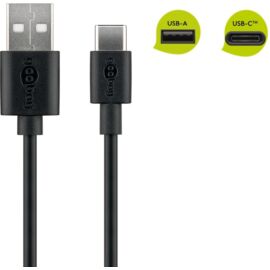Goobay USB Type-C USB adat- és töltőkábel, 2m, fekete 59122