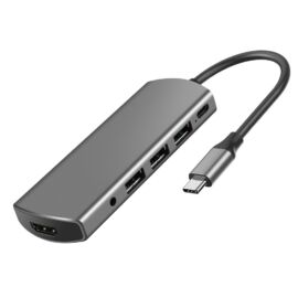 VCOM kábel átalakító USB Type-C apa - HDMI anya + Jack 3.5mm + USB 3.0*3 + USB Type-C anya (CU466)