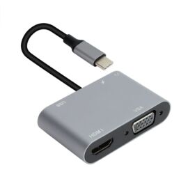 VCOM kábel átalakító USB TYPE-C apa - VGA anya + USB 3.0 + PD 100W + Jack 3,5 mm (CU4511)
