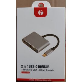 VCOM kábel átalakító USB Type-C apa - VGA + HDMI anya (CU433m)