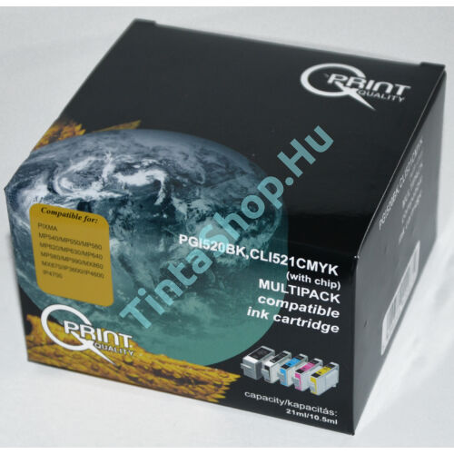 Canon CLI-521 BCMY PGI-520 BK CHIP Pack kompatibilis (utángyártott) tintapatron
