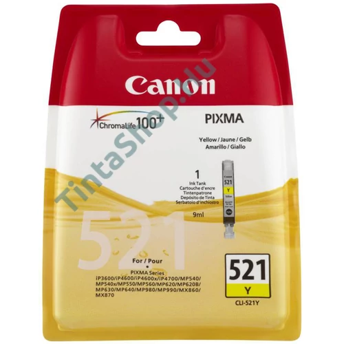 Canon CLI-521 YL  sárga (YL-Yellow) eredeti (gyári, új) tintapatron