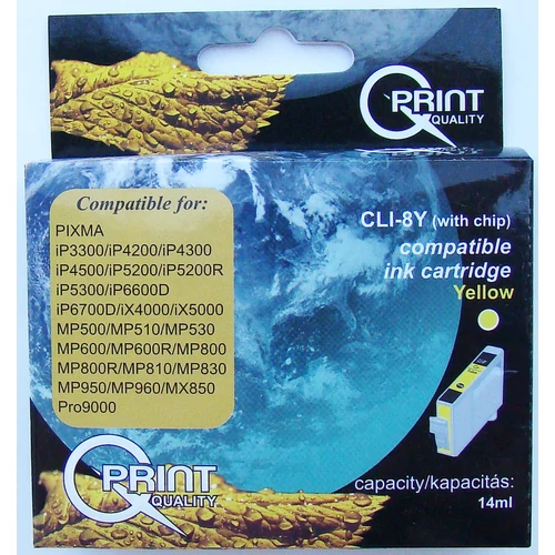 !AKCIÓS! Canon CLI-8 YL CHIP sárga (YL-Yellow) kompatibilis (utángyártott) bontatlan tintapatron (2024. 07. havi lejáratú) (garancia nélküli)