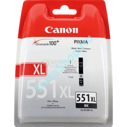 Canon CLI-551 BK XL fekete (BK-Black) nagy kapacitású eredeti (gyári, új) tintapatron