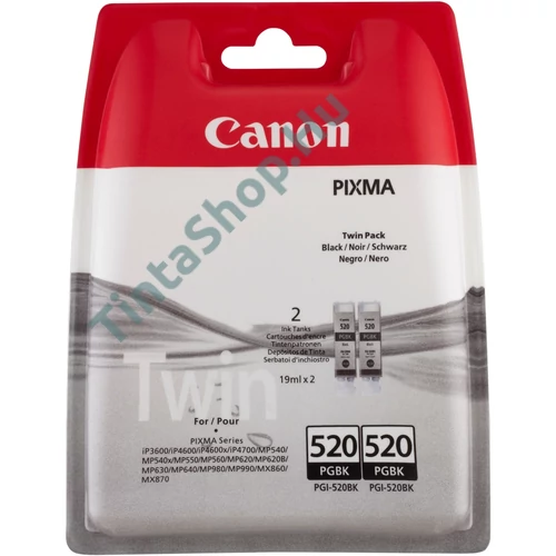 Canon PGI-520 BK (DUPLA) fekete (BK-Black) 2 darabos eredeti (gyári, új) tintapatron