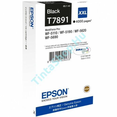 Epson T7891 BK fekete (BK-Black) eredeti (gyári, új) tintapatron