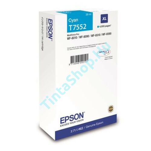 Epson T7552 CY XL cián (kék) (CY-Cyan) nagy kapacitású eredeti (gyári, új) tintapatron