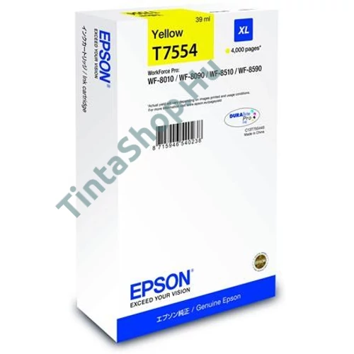 Epson T7554 YL XL sárga (YL-Yellow) nagy kapacitású eredeti (gyári, új) tintapatron