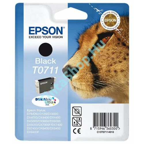 Epson T0711 BK fekete (BK-Black) eredeti (gyári, új) tintapatron
