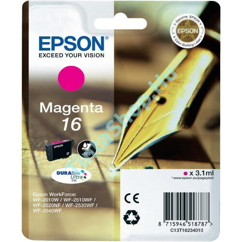 Epson T1623 (No.16) MG bíbor (piros) (MG-Magenta) eredeti (gyári, új) tintapatron
