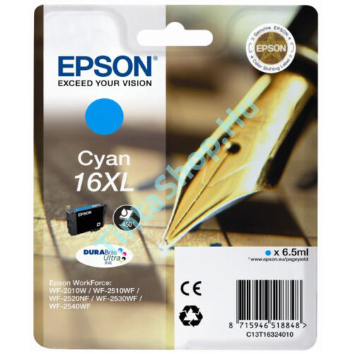 Epson T1632 (No.16 XL) CY cián (kék) (CY-Cyan) nagy kapacitású eredeti (gyári, új) tintapatron