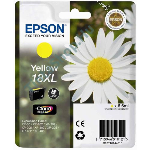 Epson T1814 (No.18 XL) YL sárga (YL-Yellow) nagy kapacitású eredeti (gyári, új) tintapatron