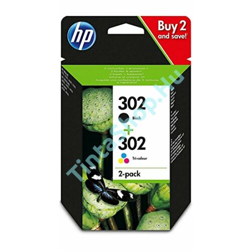 HP X4D37AE (302 BK + 302 C) fekete és színes eredeti (gyári, új) multipack