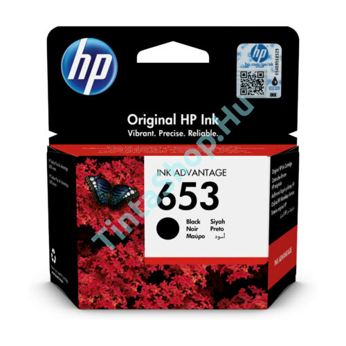 HP 3YM75AE (No.653) BK fekete (BK-Black) eredeti (gyári, új) tintapatron