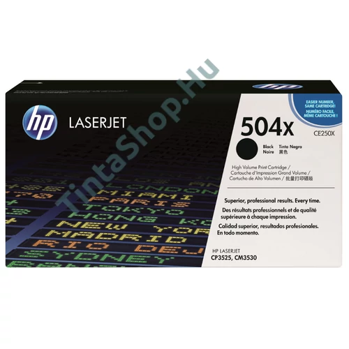HP CE250X (No.504X) BK fekete (BK-Black) nagy kapacitású eredeti (gyári, új) toner