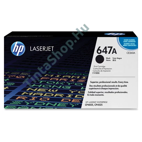 HP CE260A (No.647A) BK fekete (BK-Black) eredeti (gyári, új) toner