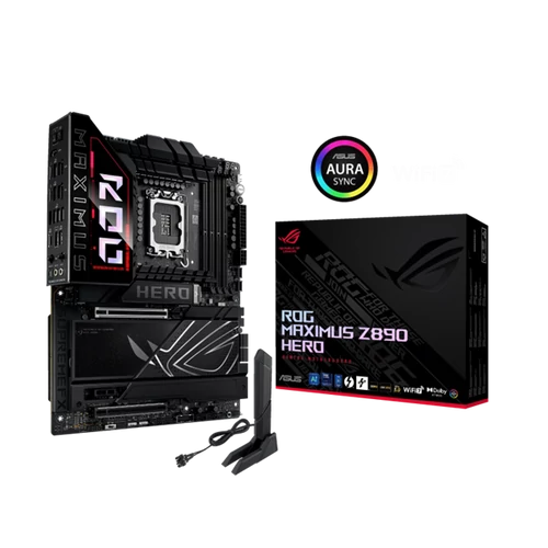 Asus Alaplap - Intel ROG MAXIMUS Z890 HERO LGA1851 (Z890, ATX, 4xDDR5 9200+MHz, 4xSATA3, 6xM.2, HDMI+2xThunderbolt)
