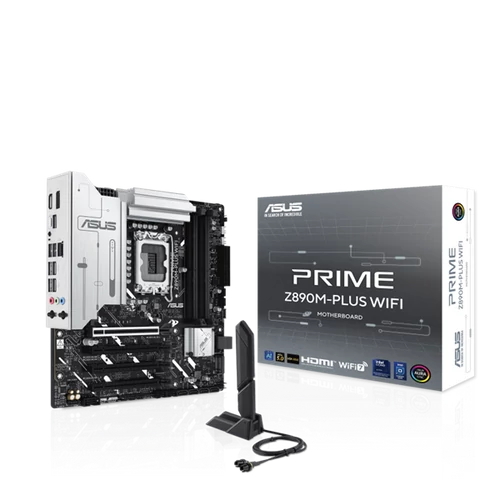 Asus Alaplap - Intel PRIME Z890M-PLUS WIFI LGA1851 (Z890, ATX, 4xDDR5 8666+MHz, 6xSATA3, 3xM.2, HDMI+DP+Type-C)