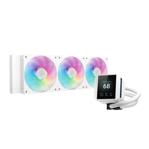 DeepCool CPU Water Cooler - MYSTIQUE 360 WH ARGB (max 21dB; max. 123,09 m3/h; 3x12cm, LED kijelző, fehér)