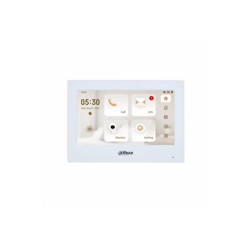 Dahua IP video kaputelefon - VTH2621GW-P (beltéri egység, 7" touch screen, 1024x600, PoE, SD, I/O, H.265, fehér)