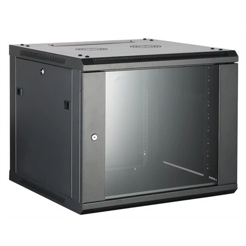 Hikvision Rackszekrény - 19" fali kivitel (6U, 600x600x370, fekete, egyrekeszes, üvegajtós, max.60 kg)