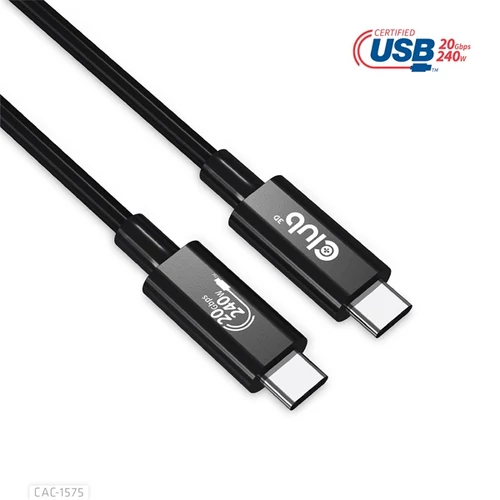 Club 3D Kábel - CAC-1575 (USB4 Type-C Gen 2x2, Bi-Directional USB-IF, 4K60Hz, 20Gbps, PD 240W(48V/5A) EPR M/M 2m)