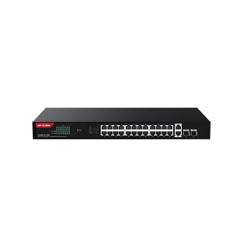 IP-COM Switch PoE - G1128P-24-410W (24x1Gbps; 2x1Gbps uplink; 2x SFP; 24 af/at PoE+ port; 370W, Rack)