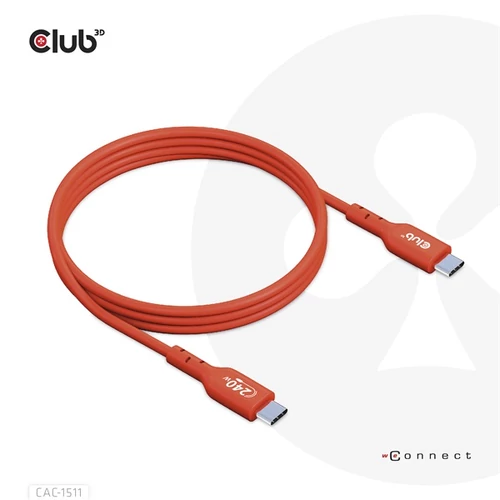 Club 3D Kábel - CAC-1511 (USB2 Type-C, 480Mb, 240W PD EPR, 1m, Bidirektional, USB-IF tanúsítvány)