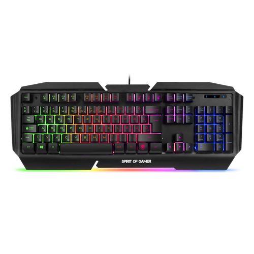 Spirit of Gamer Billentyűzet - PRO-K5 (105 gomb, Fém felső rész, RGB LED, USB, 19 anti-ghost, fekete, magyar)