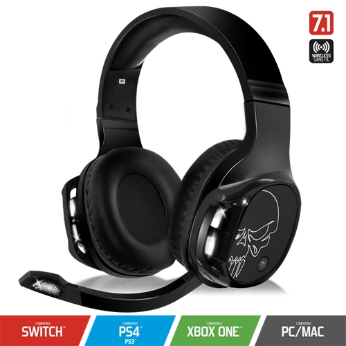 Spirit of Gamer Wireless Fejhallgató - MIC-XH1100 (MultiPlatform,7.1,mikrofon, hangerőszabályzó, nagy-párnás, fekete)