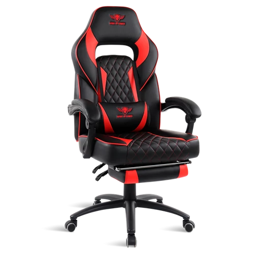 Spirit of Gamer szék - MUSTANG Red (állítható dőlés/magasság; kihajtható lábtartó; max.120kg-ig, piros)