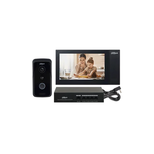 Dahua IP video kaputelefon szett - KTP02 (VTO2111D-P-S2 + VTH2421FB-P + PFS3005-4ET-36)
