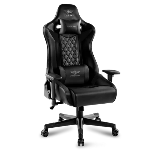 Spirit of Gamer szék - CRUSADER Black (állítható dőlés/magasság/kartámasz; max.120kg-ig, fekete)