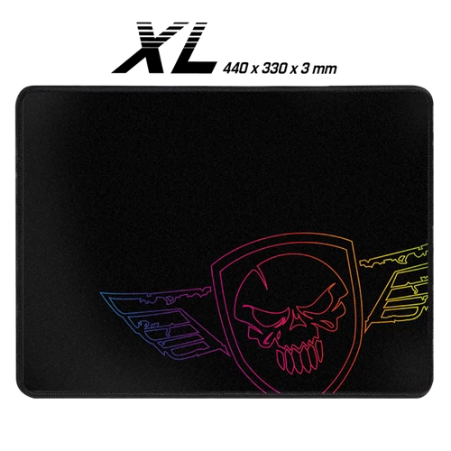 Spirit of Gamer Egérpad - Darkskull Mouse Pad - King Size (430 x 330 x 3mm; varrott szélek; fekete)