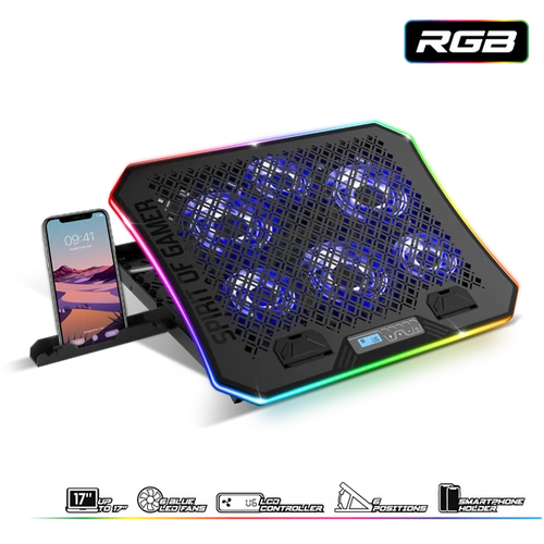 Spirit of Gamer Notebook Hűtőpad 17"-ig - AIRBLADE 1200 RGB (18dB; max. 79 m3/h; 3x11cm+3x70cm, RGB LED, 2xUSB2.0)