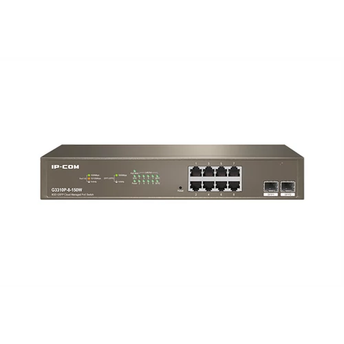 IP-COM Switch Vezérelhető PoE - G3310P-8-150W (8x1Gbps; 2x SFP; 8 af/at PoE+ port; 130W, Rackbe szerelhető)