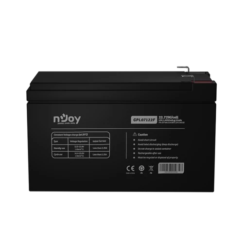 NJOY Szünetmentes akkumulátor - GPL07122F (12V/7Ah, Long-life, T2/F2, zárt, gondozás mentes, AGM)