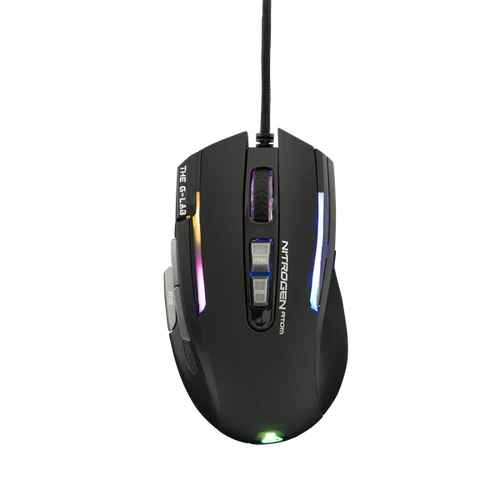 The G-Lab Gamer Egér - KULT NITRO ATOM (4800 DPI, 9 gomb, makro, 1,8m kábel, RGB LED, fekete)
