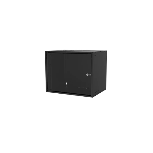S-Link Rackszekrény - 9U 19" fali kivitel (450x530x400mm, ablakos, Flatpack, Fekete)