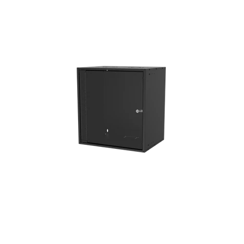 S-Link Rackszekrény - 12U 19" fali kivitel (600x530x400mm, ablakos, Flatpack, Fekete)