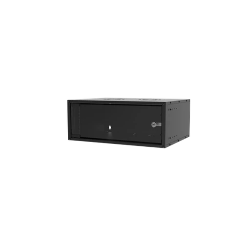 S-Link Rackszekrény - 4U 19" fali kivitel (190x530x400mm, ablakos, Flatpack, Fekete