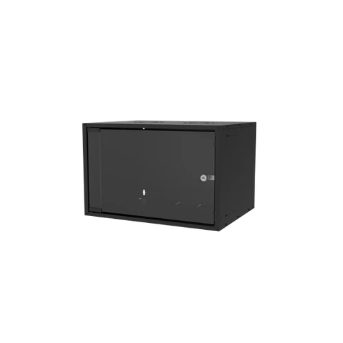 S-Link Rackszekrény - 7U 19" fali kivitel (400x530x400mm, ablakos, Flatpack, Fekete)