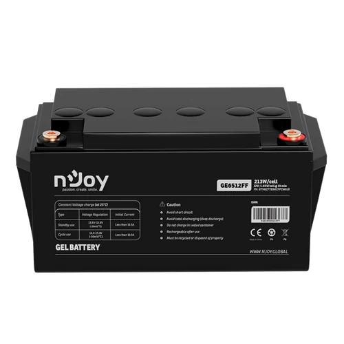 NJOY akkumulátor - GE6512FF (12V/65Ah, T6, zárt, gondozás mentes, GEL)