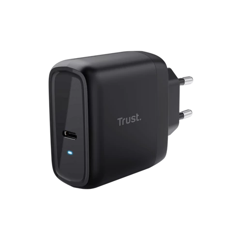 Trust Telefon töltő - Maxo (1port 65W USB-C; fekete; hálózati csatlakozó; telefon és notebook töltésére (5-20V))
