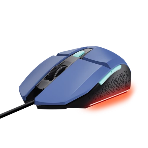 Trust Egér Gamer Vezetékes - GXT109 Felox (Optikai érzékelő; max6400DPI; 6 gomb; LED; kék)