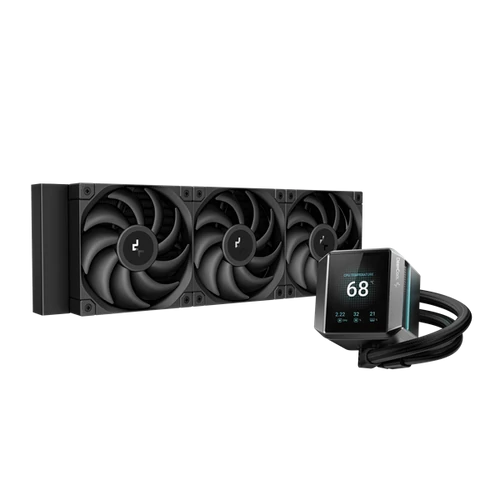DeepCool CPU Water Cooler - MYSTIQUE 360 (max 21dB; max. 123,09 m3/h; 3x12cm, LED kijelző, fekete)