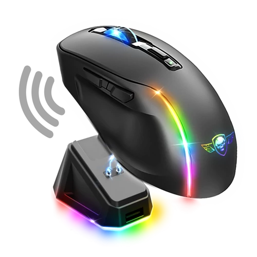 Spirit of Gamer Egér Vezeték nélküli  - ELITE-M50 Black (Optikai, 8000DPI, 1000Hz, 6 programozható gomb, RGB, fekete)