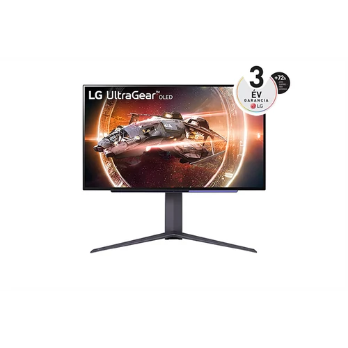 LG Monitor 27" Gamer - 27GS95QE-B (OLED; 16:9; 2560x1440; 240Hz; 0,03ms; 400cd; HDMIx2; DP; G-Sync; Freesync, HDR, Pivot